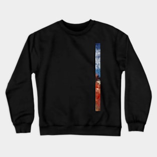 Red and Sky, Stripe Mosaic, off-center Crewneck Sweatshirt